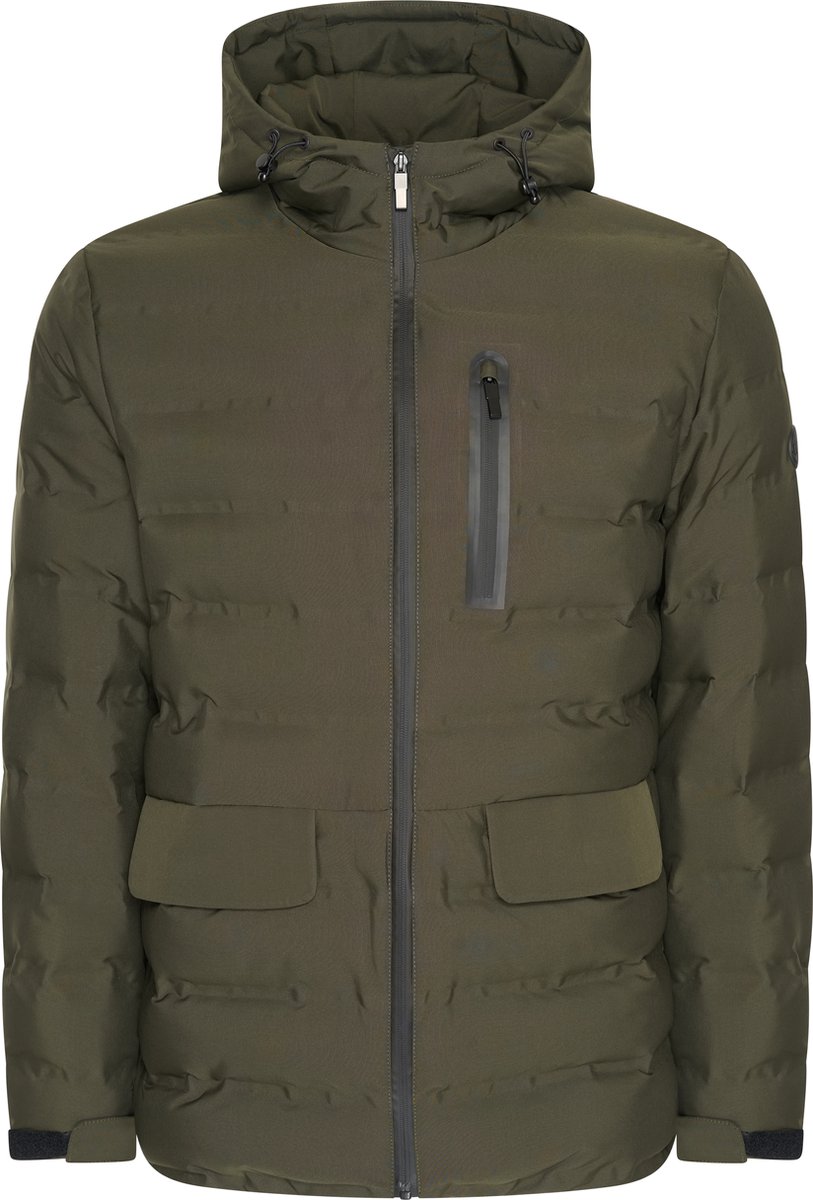 Mario Russo Padded Woven Jacket - Jas Heren - Winterjas Heren - Waterafstotend - Winddicht - Groen- M