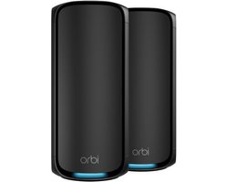 NETGEAR Orbi RBE972SB – Mesh WiFi – WiFi Versterker – WiFi 7 – 27000 Mbps – Quad-Band – 2-Pack – Zwart