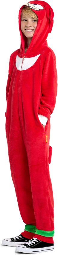 OppoSuits Knuckles Kids Onesie - Unisex - Sonic Jumpsuit - Carnaval - Huispak - Rood - Maat 170/176