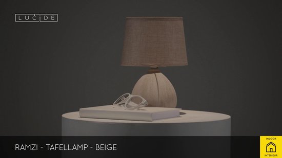 Lucide RAMZI - Lampe de table - Ø 18 cm - 1xE14 - Crème