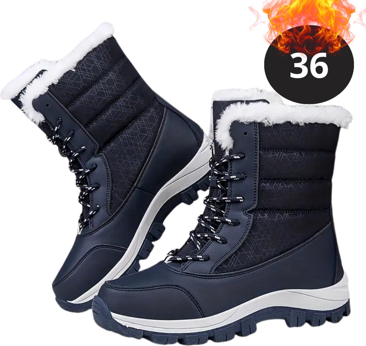 Livano Snowboots Sneeuwschoenen Sneeuwboots Dames Wintersport Ski Skischoenen – 36- Laarzen Zwart