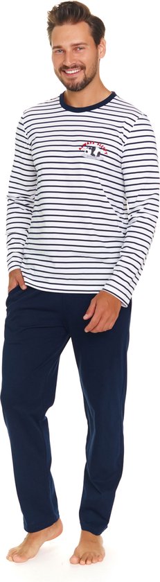 Doctor Nap Hommes Pyjamas Manches Longues Pantalons Longs Hiver Noël Assorti Famille Famille pour Hommes Always Sleepy Marine PMB.7115 XXL
