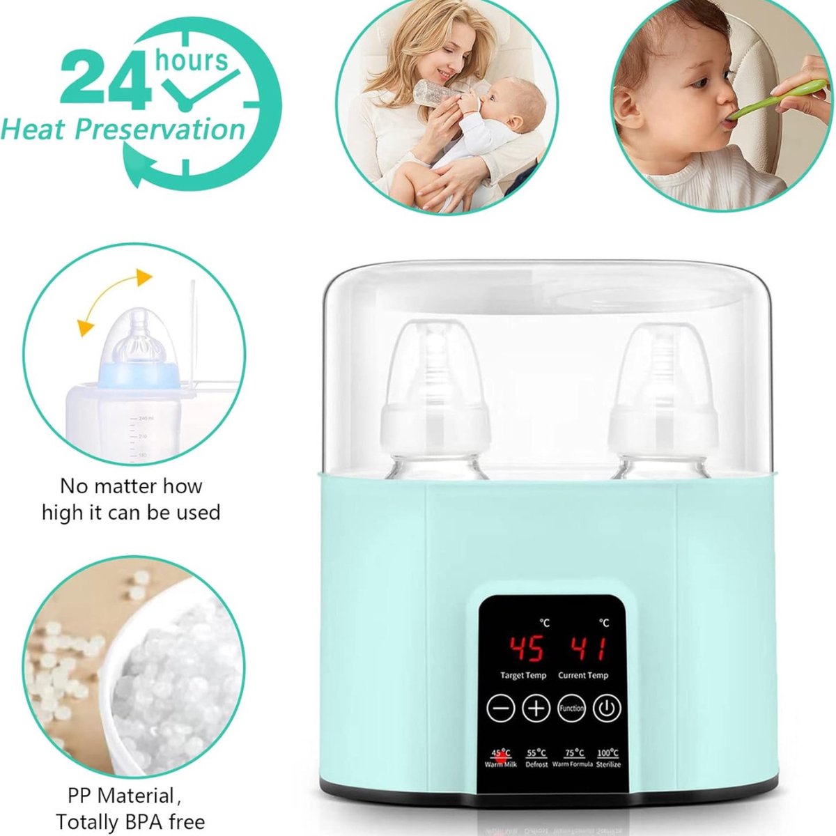 Equivera Flessenwarmer - Flessenwarmers - Flessenwarmer Ondwerweg - Flessenverwarmer - Flessenwarmer Baby - Flesverwarmer - Fleswarmer