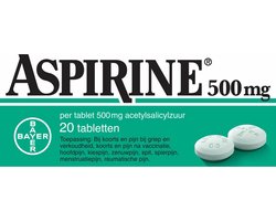 ​Aspirine 500 mg Tabletten | 20 stuks | Pijnstiller en Koortsverlager | Geschikt bij Hoofdpijn, Spierpijn en Verkoudheid