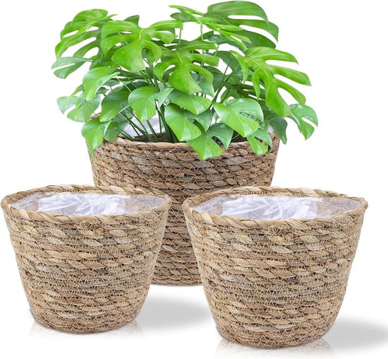 Navel Mand Van Zeegras, Gevlochten, Voor Het Opbergen Van Plantenmand Of Speelgoedmand Voor Woonkamer Badkamer