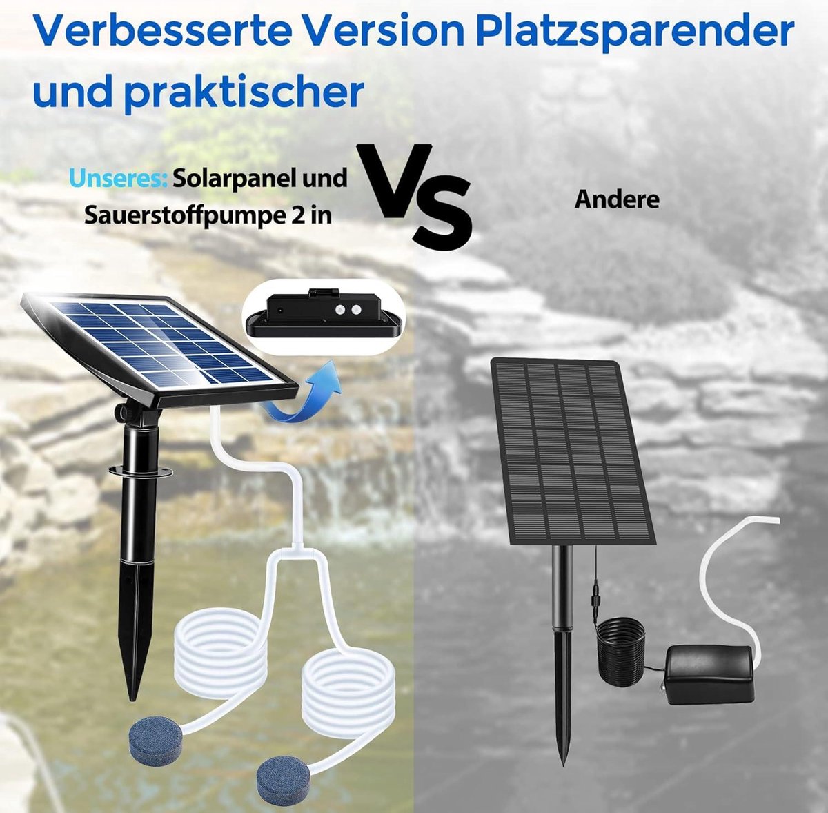 Weinsamkeit zuurstofpomp voor vijver op zonne-energie, 4W vijverbeluchter op zonne-energie met 2200mAh accu, vijver luchtpomp met zuurstofbuis en luchtbellensteen, luchtpomp aquarium oxygenator voor Weinsamkeit zuurstofpomp voor vijver op zonne-energie, 4W vijverbeluchter op zonne-energie met 2200mAh accu, vijver luchtpomp met zuurstofbuis en luchtbellensteen, luchtpomp aquarium oxygenator voor
