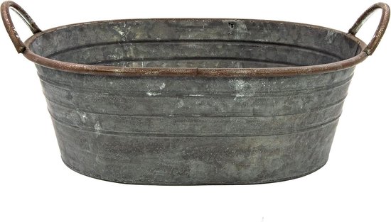 Blümelhuber Verzinkte schaal om te beplanten, tuindecoratie voor buiten, mini-vijver, balkon, mini-vijver, diameter 35,3 cm