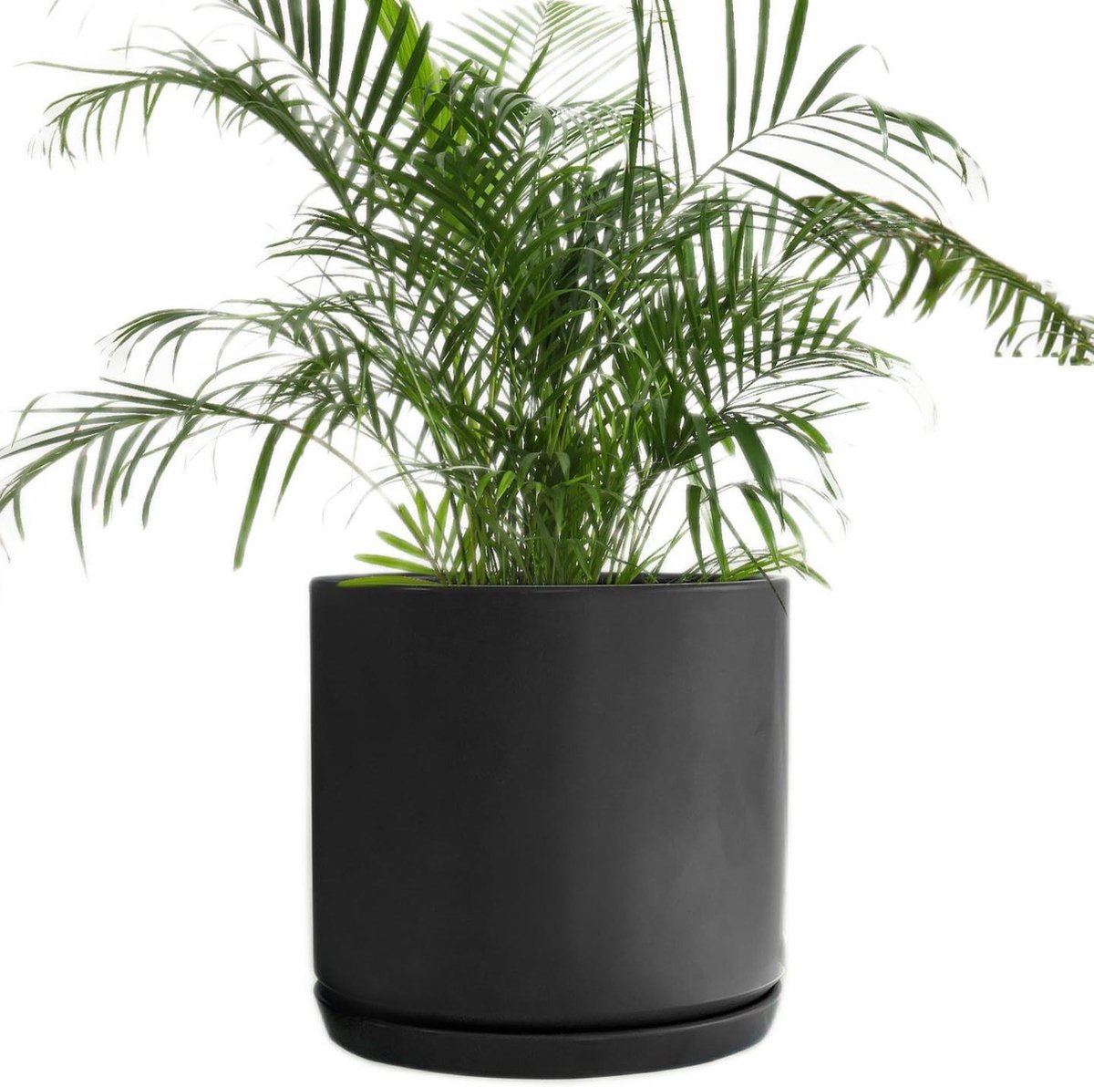 Mat zwarte grote keramische plantenpot - Onyx - 25 cm - indoor outdoor - tuinplantenbak - bloemen planten