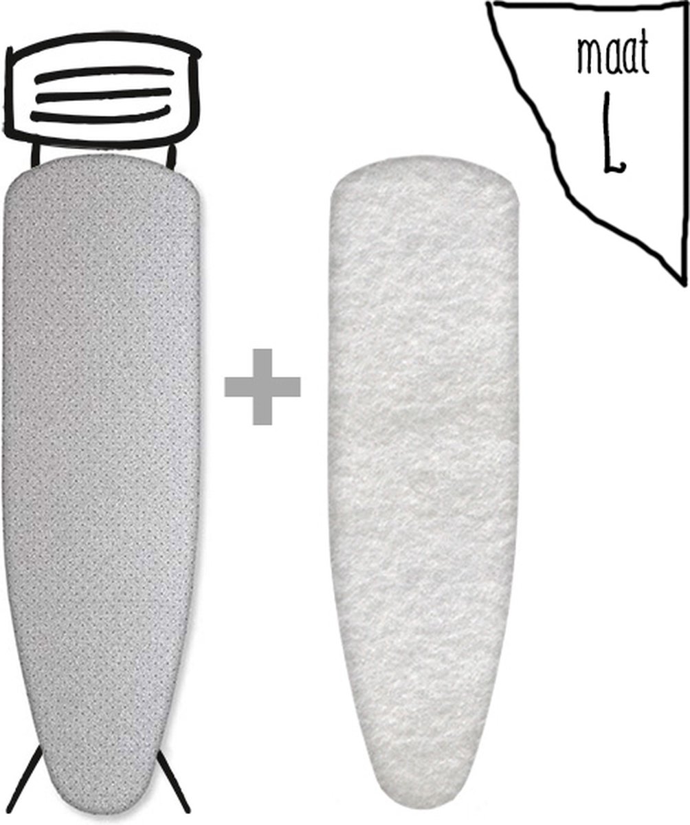 Goedkoopste Leuke Strijkhoezen - Strijkplankhoes met Molton - Metallic Zilver - Maat L