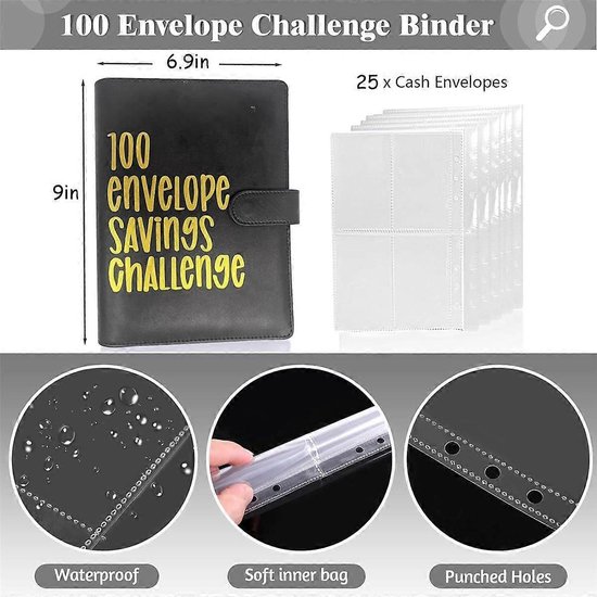 QUR 96 Envelope Savings Challenge Book, 96 Enveloppen Geldbesparende Budget Binder, 96 Enveloppen Challenge Binder Groen