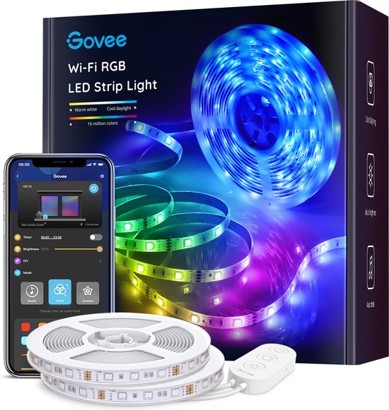 Govee slimme RGB ledstrip 2 x 5 meter - app en spraakbediening