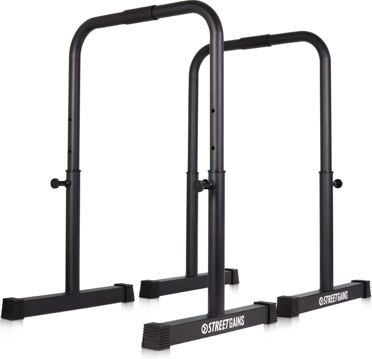 StreetGains® Verstelbare Equalizer & Dip Bars – Alles-in-één Krachttrainingsapparaat voor Calisthenics en Bodyweight Training – In Hoogte Verstelbaar - Sterke Buisconstructie - Rubberen Antislip Voetsteunen