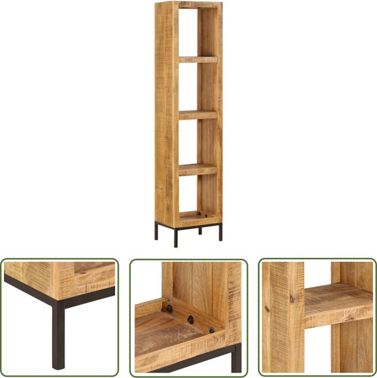The Living Store Boekenkast Massief Mangohout - 40 x 30 x 175 cm - Met 4 vakken