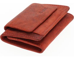 Mini Portemonnee 2 Pasjeshouders & Muntvak - Unisex voor Dames & Heren - Kleine Portemonnee met RFID Bescherming - Rood - Ideaal Kerstcadeau voor Hem/Haar - 9.8x6.5x2 cm
