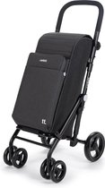 Carlett Urban Quad Boodschappentrolley - Tasinhoud 50L - Koelvak 10L - 4 wielen - Lichtgewicht - Opvouwbaar - Zwart