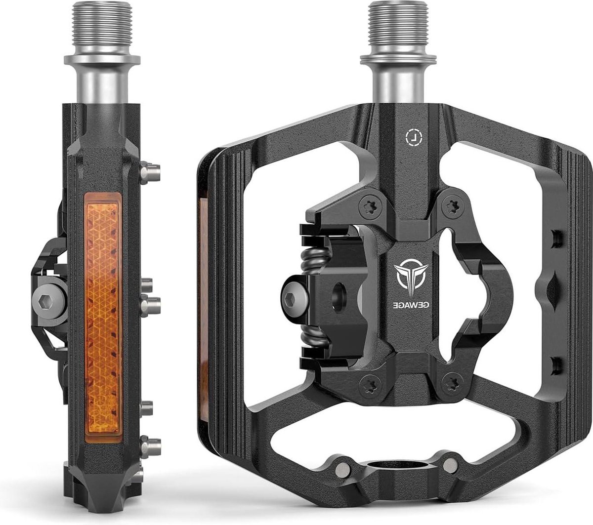 Pedalen met reflector voor mountainbike - 9/16 inch platform - SPD compatibel - bergpedalen met 3 afgedichte lagers