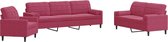 Bol.com vidaXL - 3-delige - Loungeset - met - kussens - en - bolsters - fluweel - wijnrood aanbieding