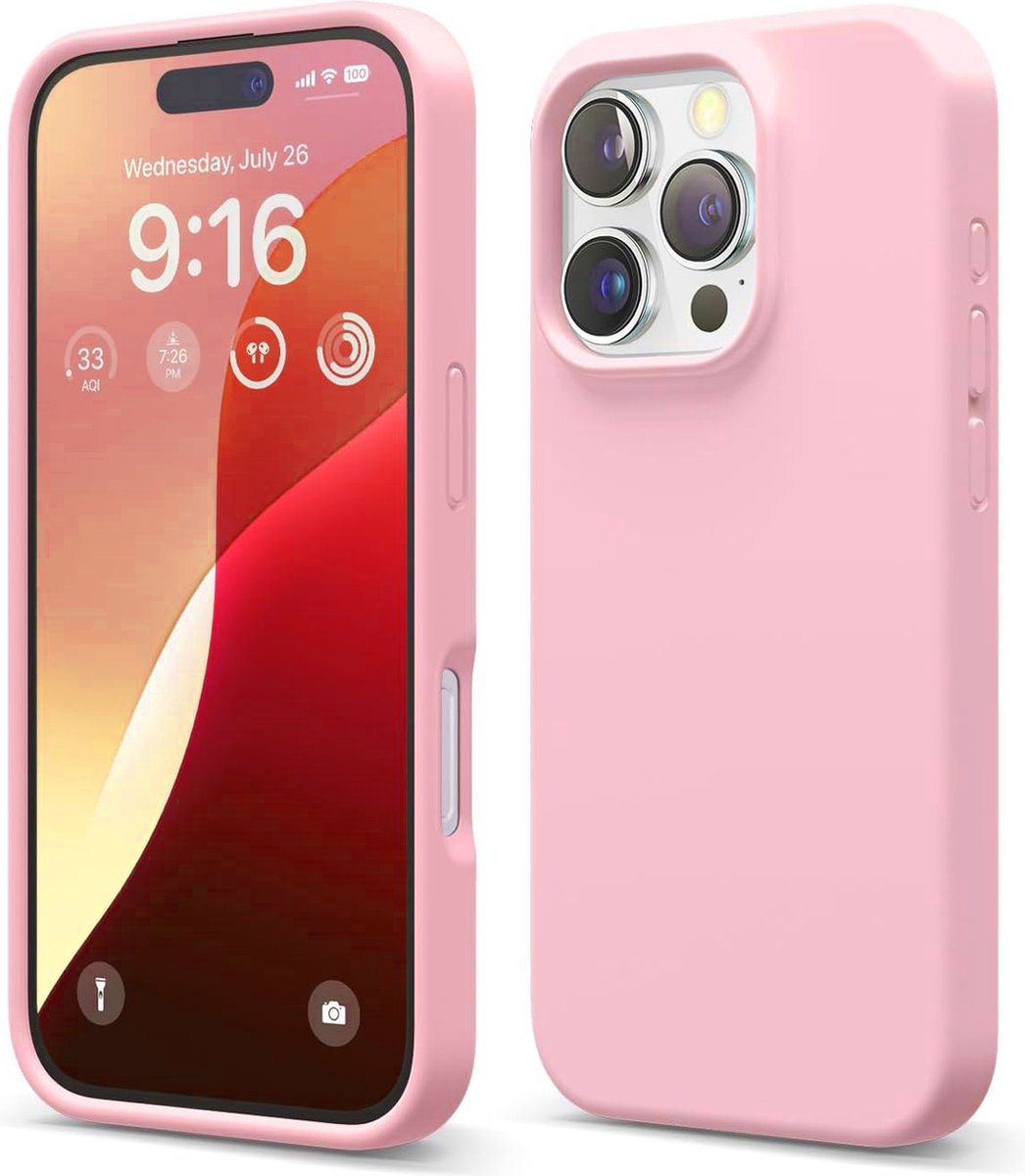 Arara Hoesje Geschikt voor iPhone 16 Pro Max Hoesje Siliconen - liquid Backcover - Roze