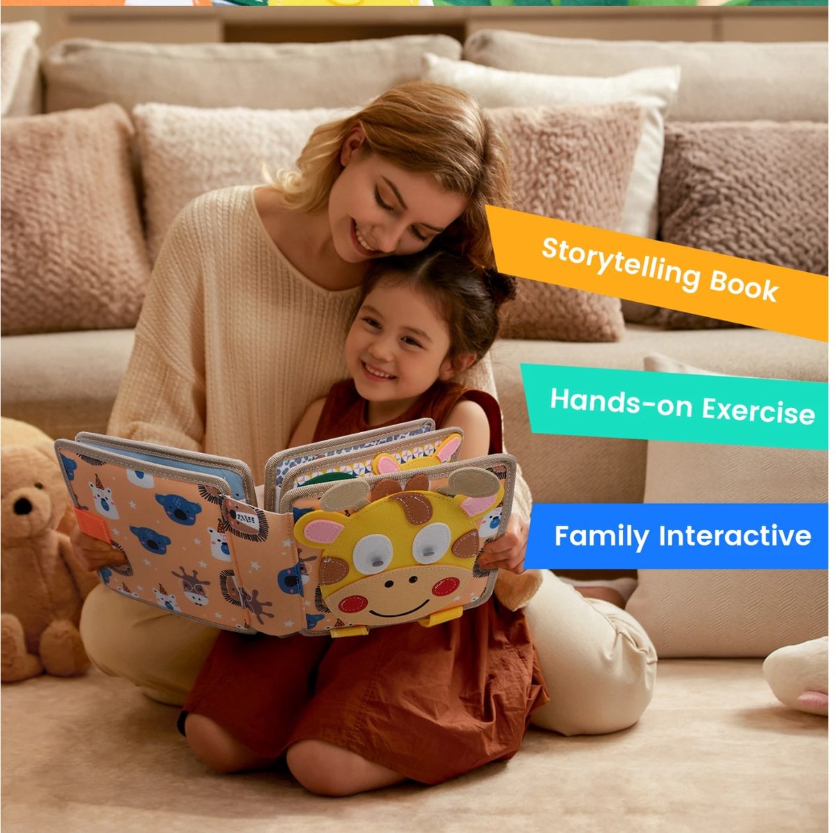 WoodyDoody Motoriek Baby Leerboek voor Peuters XL Variant - Eerste Vaardigheden Boek voor Peuters - Speels en Leerzaam Motoriek Map Motoriek Leerboek GIRAFFE - Educatief Speelgoed - kinderspeelgoed 1 jaar 2 jaar 3 jaar 4 jaar grote speelgoedboek 2025 — afbeelding 5