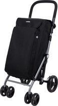 Carlett Lite Duo Boodschappentrolley - Tasinhoud 48L - Koelvak 10L - 4 wielen - Lichtgewicht - Opvouwbaar - Zwart