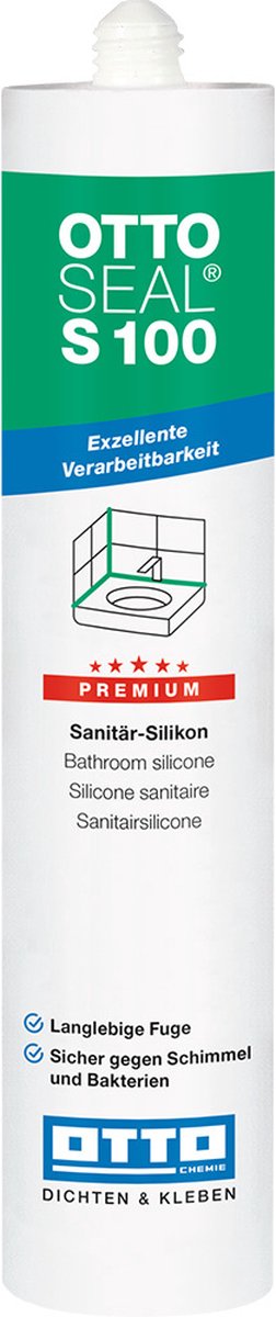 Ottoseal S100 acetaat siliconenkit - 300 ml koker - mat antraciet - voor sanitair en beglazing