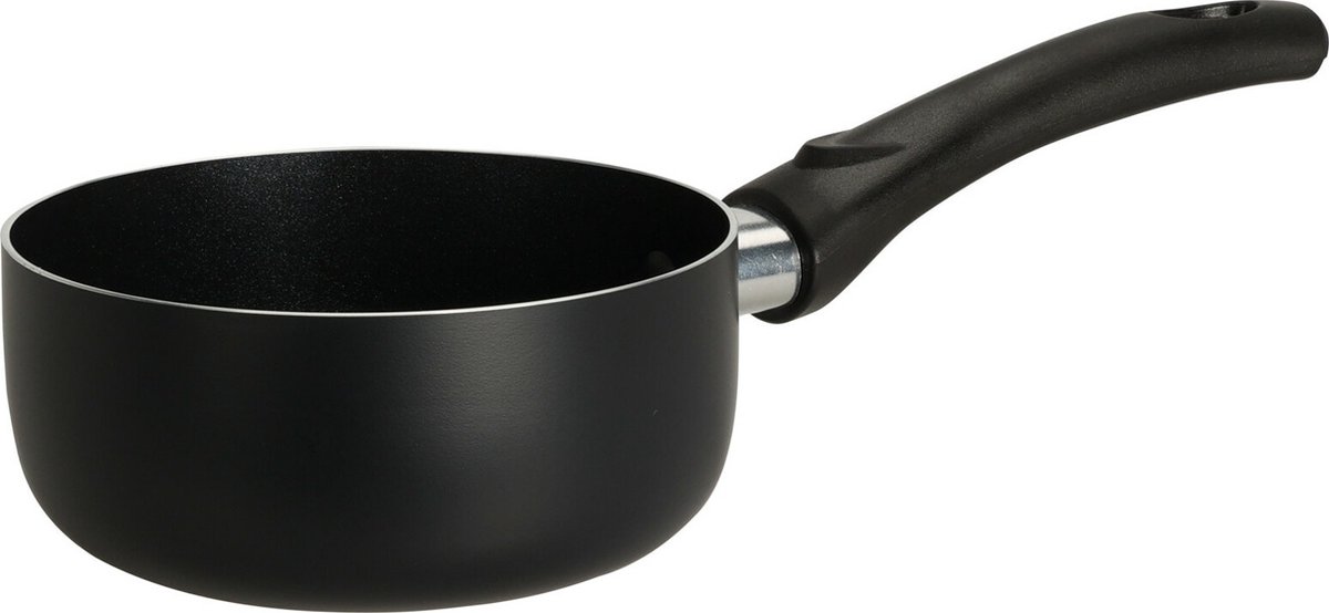 Excellent Houseware Steelpannen/sauspannen set van 2 formaten - zwart - Dia 14 en 18 cm - aluminium - Kookpannen