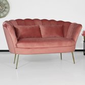 Bol.com Zitbank Belle 2 zits velvet oud roze bankstel 140cm stof incl. 2 kussens bank zetel aanbieding