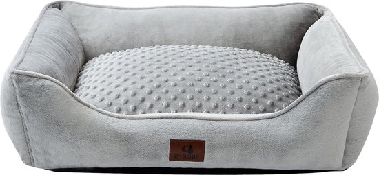 Lit pour chien lavable moelleux et douillet - lit pour petit chat - Snocyo - gris - lit pour chien moelleux 55 x 45 x 16 cm