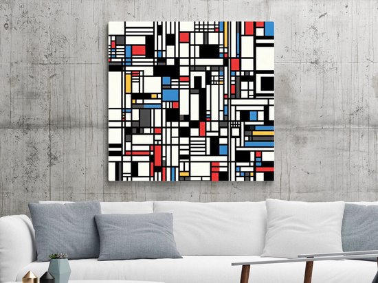 Doodle mondriaan schilderij | Abstracte geometrie: een moderne interpretatie van Mondriaan's meesterwerkapgollyDoodle mondriaan Artwork | Kunst - 30x30 centimeter op Canvas | Foto op Canvas
