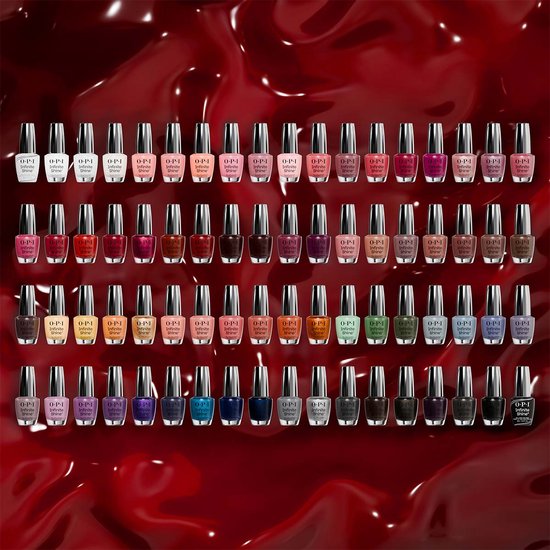 Overzicht van de O.P.I. Infinite Shine nagellakkleuren.
