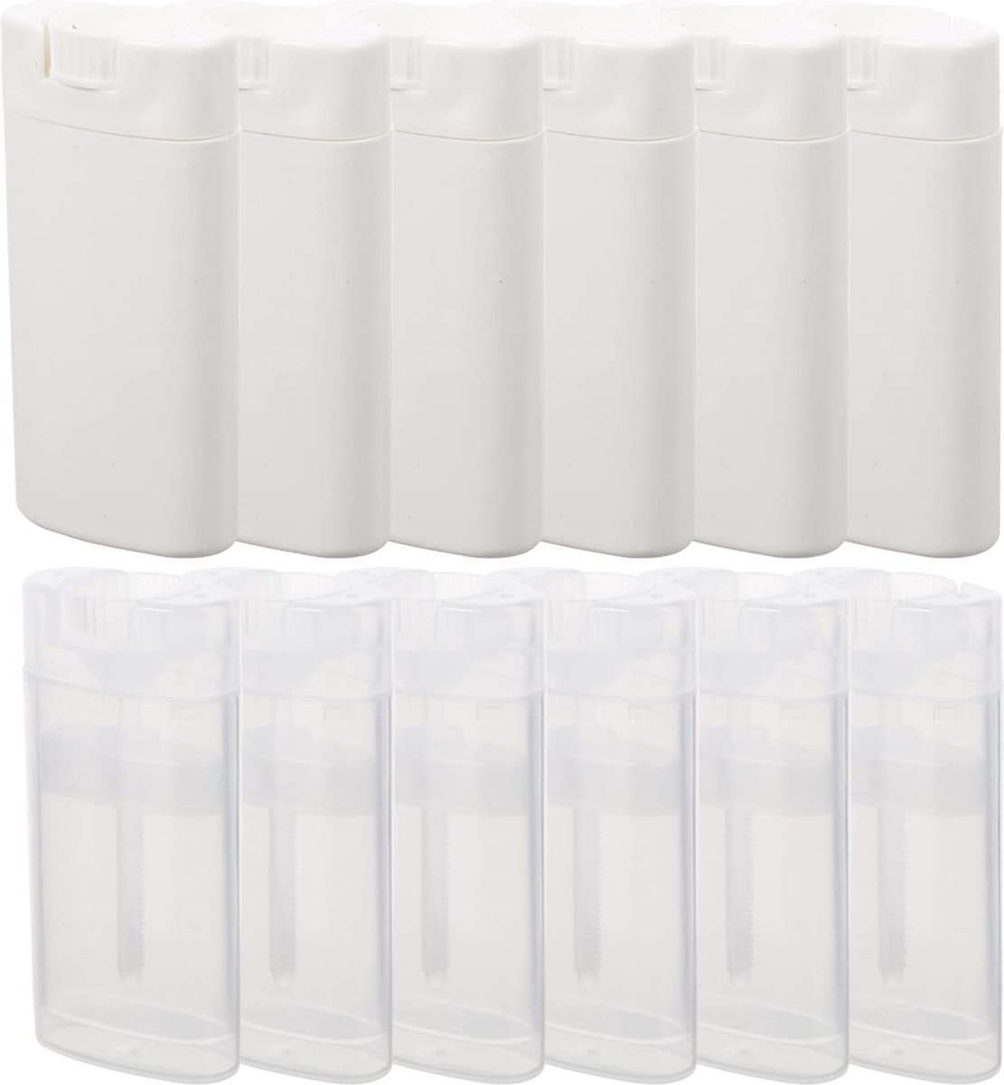 Image of 12 stuks deodorantcontainers, leeg, navulbare deodorant-flessen, lege deorollerflessen, deodorant-container om te vullen, cosmeticacontainer voor zelfgemaakte lippenbalsem, crème, zeep