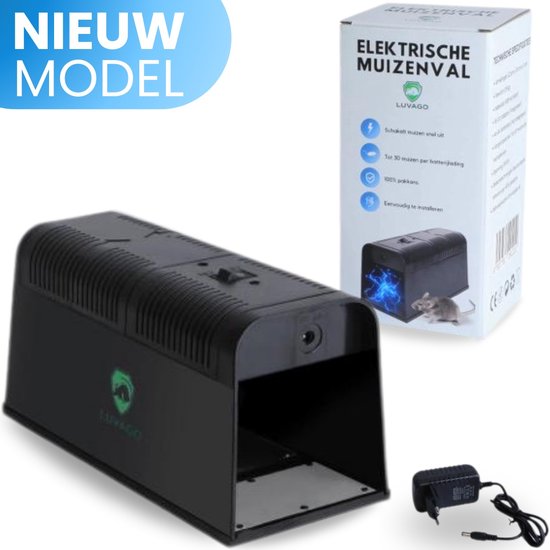 Luvago Elektrische Muizenval - Muizenverjager - Muizenval voor Binnen - Muizengif Alternatief - Veilig, Hygiënisch & Duurzaam - Ook geschikt als Elektrische Rattenval - 100% Pakkans - Inclusief Adapter