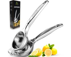 HI NATURE™ Robuuste Kwaliteit Citroenpers | Limoenpers - Handmatige Citroenpers - Lemon squeezer - Citrusknijper - Fruitpers - Sinaasappelpers | Zilver