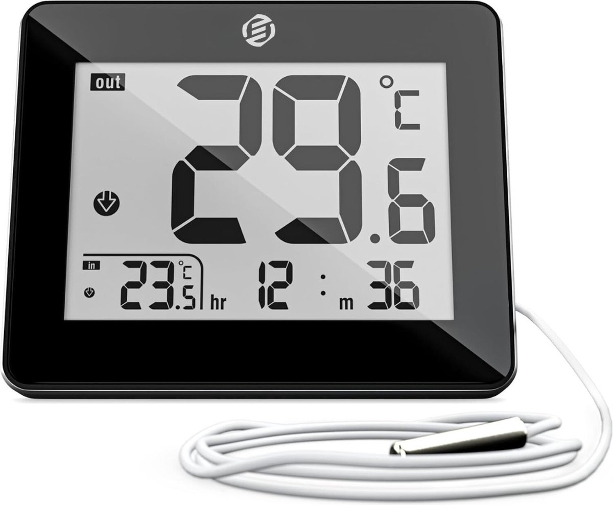 Equivera Weerstation Binnen en Buiten - Hygrometer - Thermometer - Digitaal voor Binnen en Buiten - Luchtvochtigheidsmeter - Geavanceerde Versie