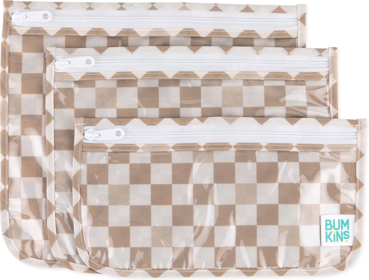 Bumkins - Reistasjes met Doorzichtig Venster (3 stuks) - Sand Check