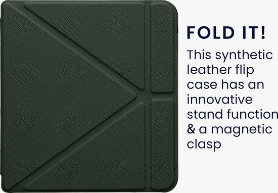 kwmobile e-reader hoesje geschikt voor Kobo Libra H2O hoes - Ereader flip case met standaard - E reader cover van kunstleer - In donkergroen van Merkloos — afbeelding 2
