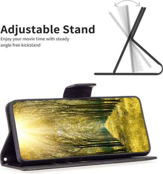 Coque Samsung Galaxy A54 - Étui portefeuille MobyDefend avec cordon - Zwart - Coque pour téléphone portable - Coque adaptée pour : Samsung Galaxy A54