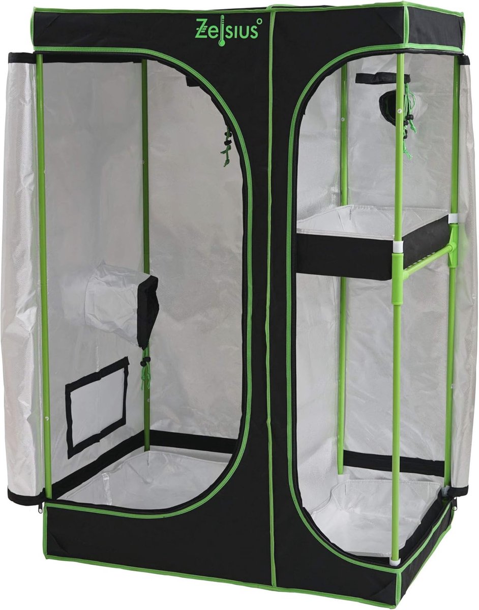 2-in-1 Grow Tent voor Binnen - Plantentent | Kweekkast voor Planten in Huishouden | Zwart Groen (120 x 90 x 145 cm)