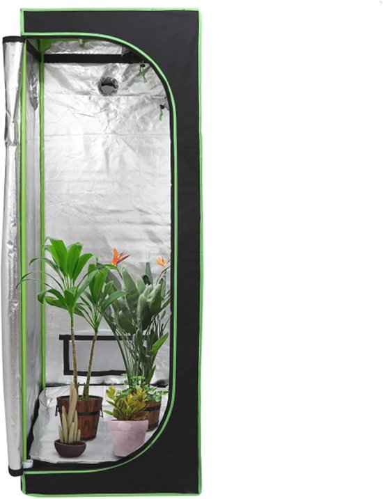 Relaxdays kweektent, HBD: 180x120x60 cm, planten kweken, reflectiefolie binnenin, verduisterende groeitent, zwart/groen