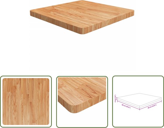Tafelblad vierkant 60x60x2,5cm massief eiken lichtbruin kopen