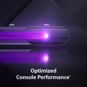 Paarse buis met visuals die 60fps en 120fps aangeven. Geoptimaliseerde consoleprestaties.