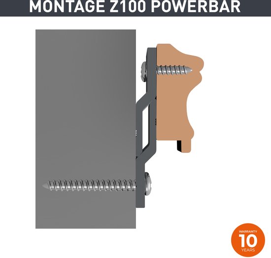 Newly Z100 Powerbar – Zbar 40 cm | Ophangsysteem voor grote houten panelen | Stevige, vlakke wandmontage | Draagkracht 12 kg | Inclusief bevestiging