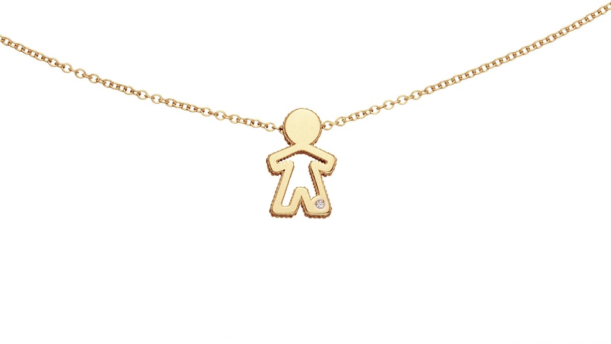 Glow 202.1701.45 Dames Ketting - Collier - Sieraad - Schakelketting - 14 Karaat Goud - Anker - 8 mm breed - 45 cm lang