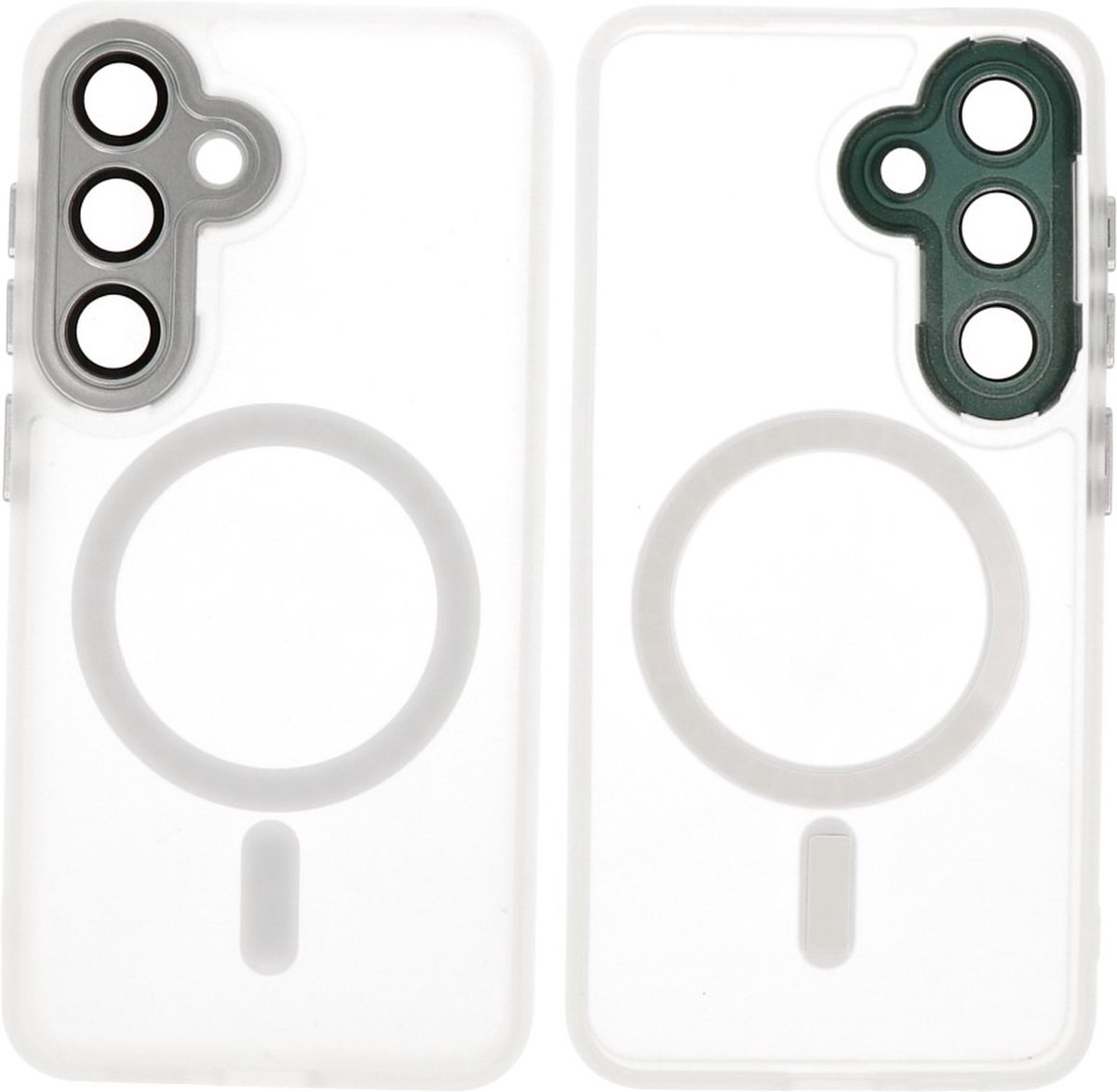 Hoesje Geschikt voor de Samsung Galaxy S24 - Mat-Transparent met Camera Beschermer Magnetic Case - Wit