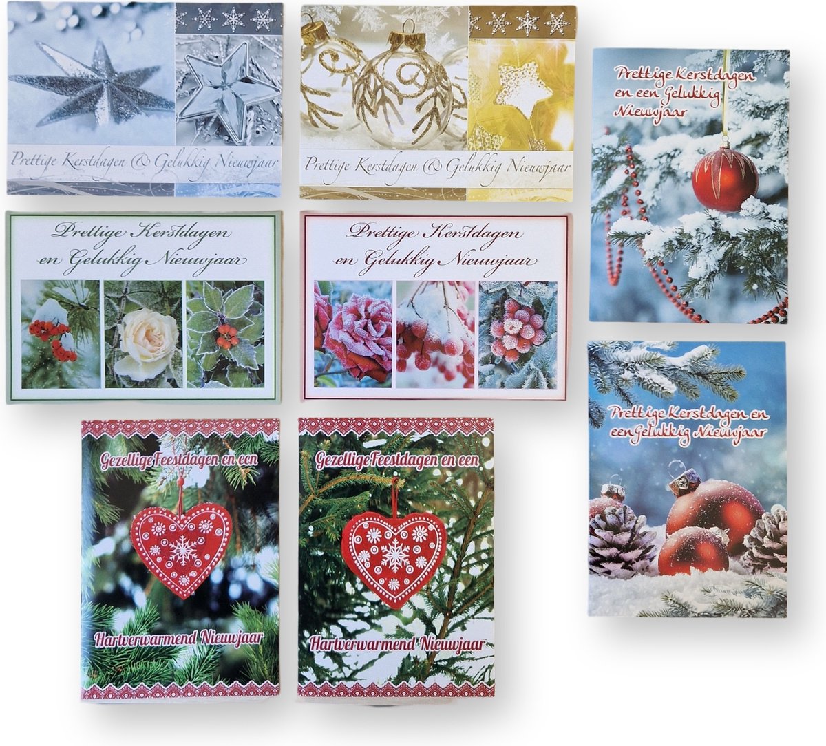 100 Luxe Kerst- en Nieuwjaarskaarten met Pen - 9,5x14cm - 20 x 5 dubbele kaarten met enveloppen - serie Prettige kerstdagen en een gelukkig nieuwjaar