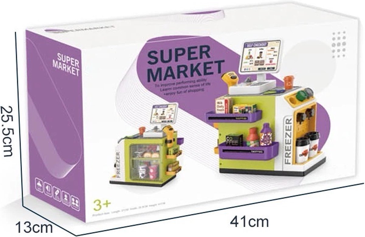 OODBLUE Supermarkt Speelgoed Kassa – Interactieve Speelset met Scanner, Licht & Geluid – Inclusief Speelgeld & 46 Accessoires — afbeelding 9
