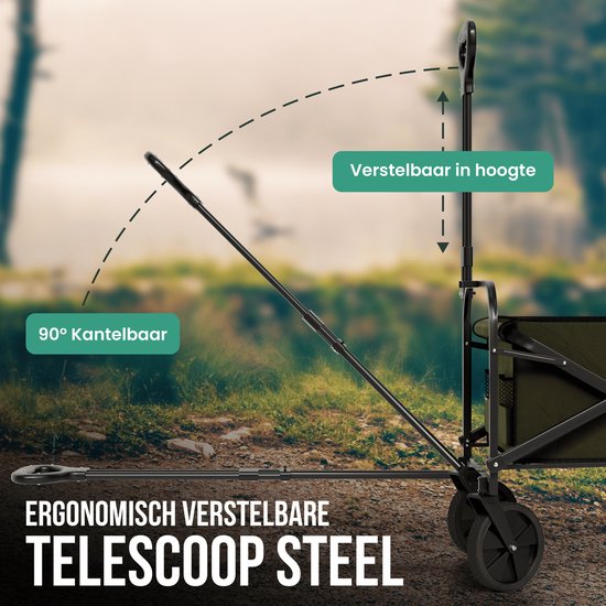 Avalo Bolderkar - Opvouwbaar - Tot 90KG - 80x47x49 CM - 80L - 360º Wielen - Groen van Avalo — afbeelding 4