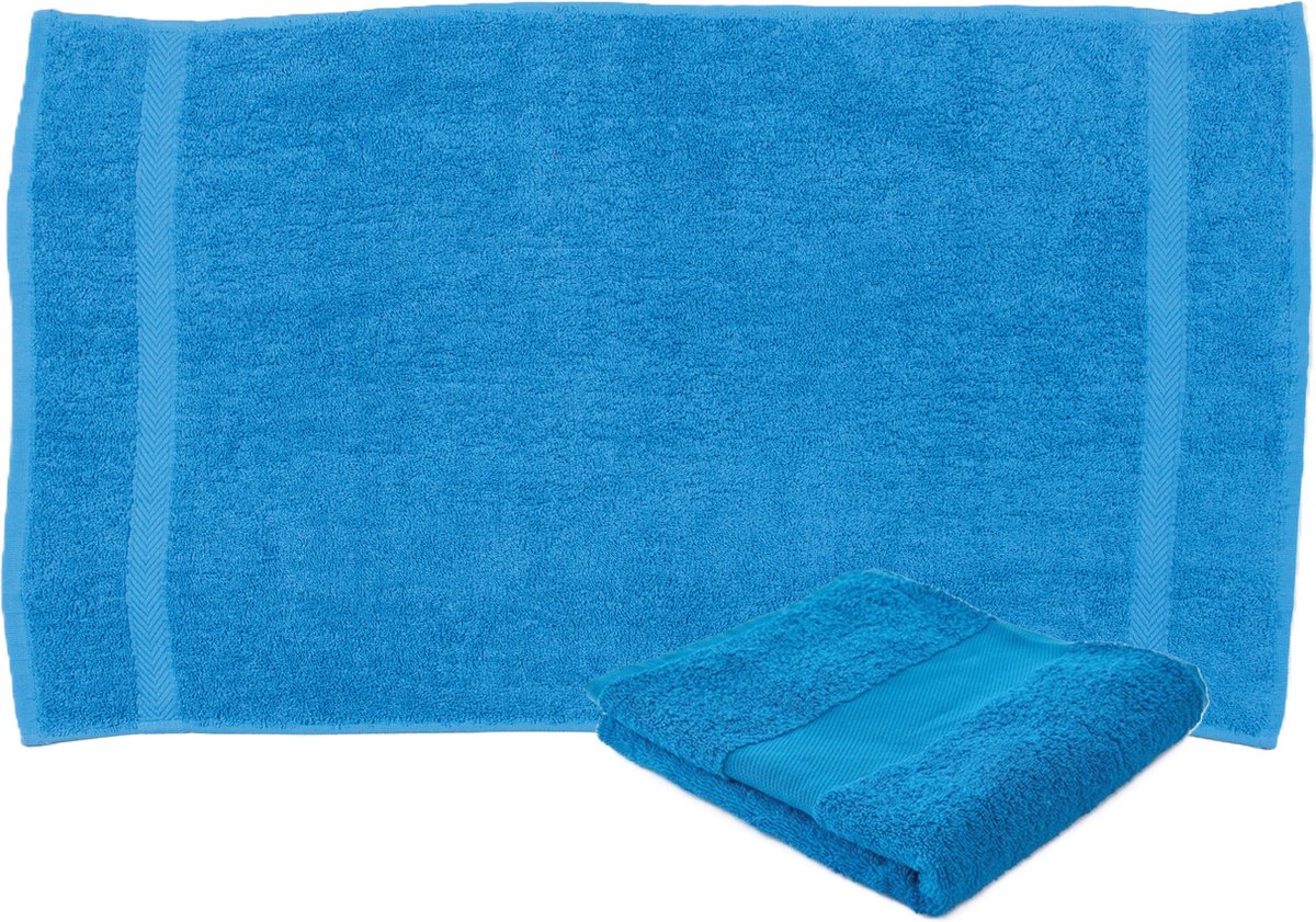 Towelcity Luxe badhanddoek - 2x - bright blauw - 50 x 90 cm - 550 grams - Badkamer textiel - Katoen