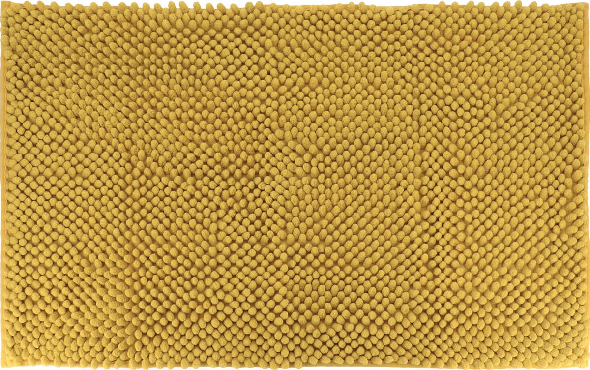 Tendance Badmat microfiber - bolletjes - oker geel - 50 x 80 cm - absorberend - badkamer mat - antislip - zacht