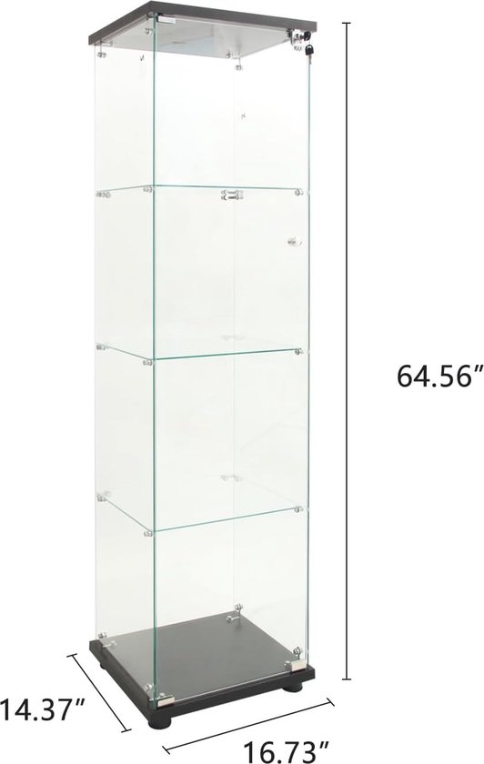 Vitrine voor verzamelobjecten, pop-figuur, Amiibo Manga, mini-auto, modelbouw, vitrine van acryl, transparant, met plank en deur, plexiglas opbergdoos, vitrine woonkamer Vitrine voor verzamelobjecten, pop-figuur, Amiibo Manga, mini-auto, modelbouw, vitrine van acryl, transparant, met plank en deur, plexiglas opbergdoos, vitrine woonkamer